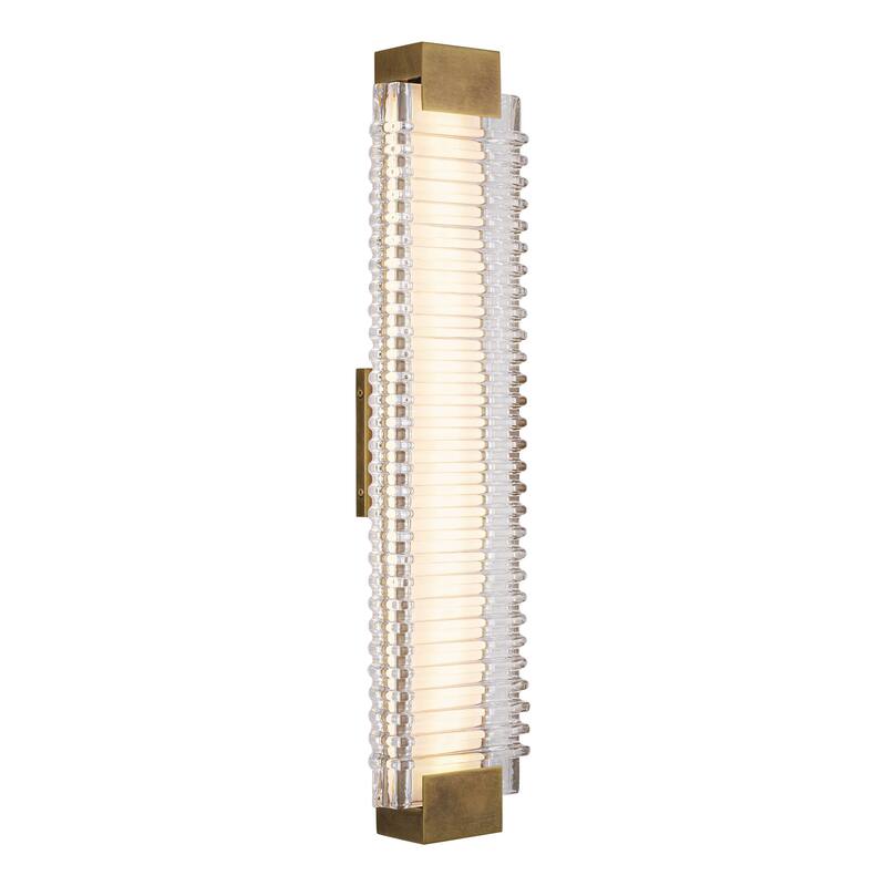 Alora Lighting WV374225 Alai 25" Tall 2700K LED Bathroom Sconce - Vintage Brass / Ribbed Glass