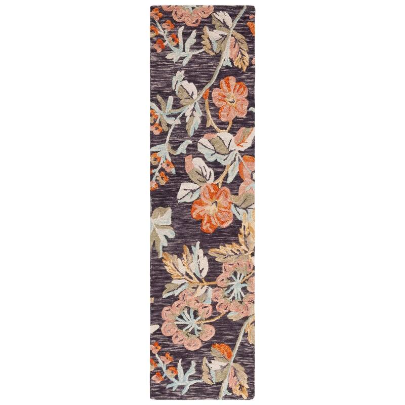 SAFAVIEH Handmade Aspen Sabbir Boho Wool Rug - 2'3" x 9' Runner - Charcoal/Orange