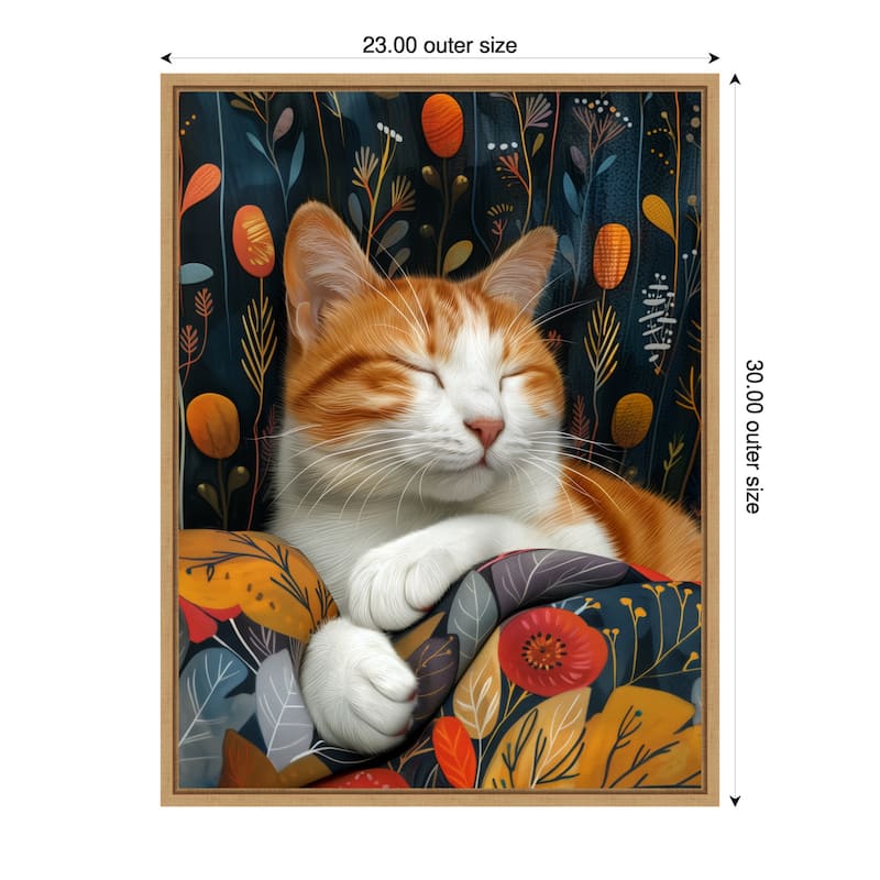 Kitty by Justyna Jaszke Framed Canvas Wall Art - 23 x 30 in