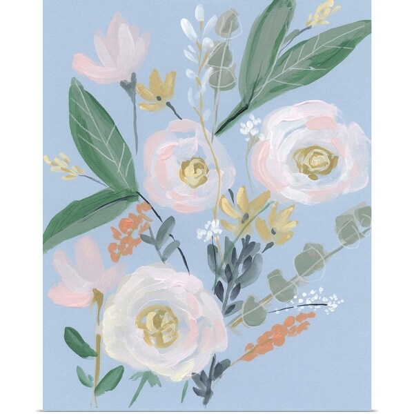 "Spring Bouquet on Blue II" Poster Print