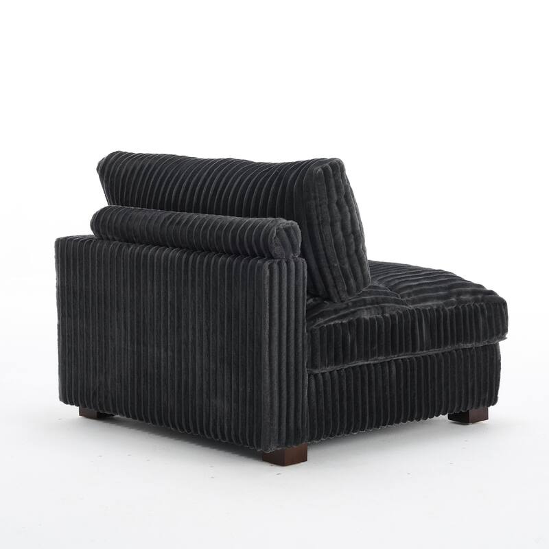40"W Plush Corduroy Corner Accent Chair Sectional Module with Pillow