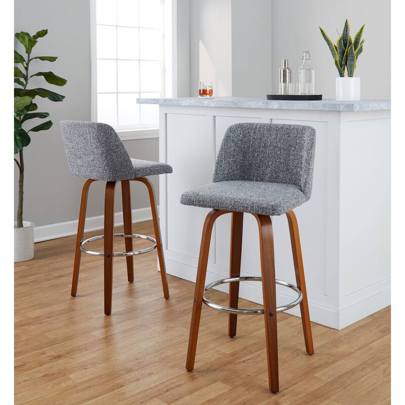 Carson Carrington Vallberga 30" Fixed-Height Bar Stool with Walnut Wood Base (Set of 2)