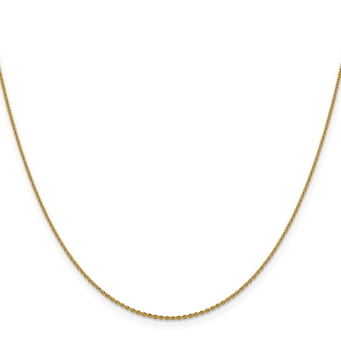 Curata 14k Yellow gold 1.15mm Diamond-Cut Open Oval Cable Chain Necklace