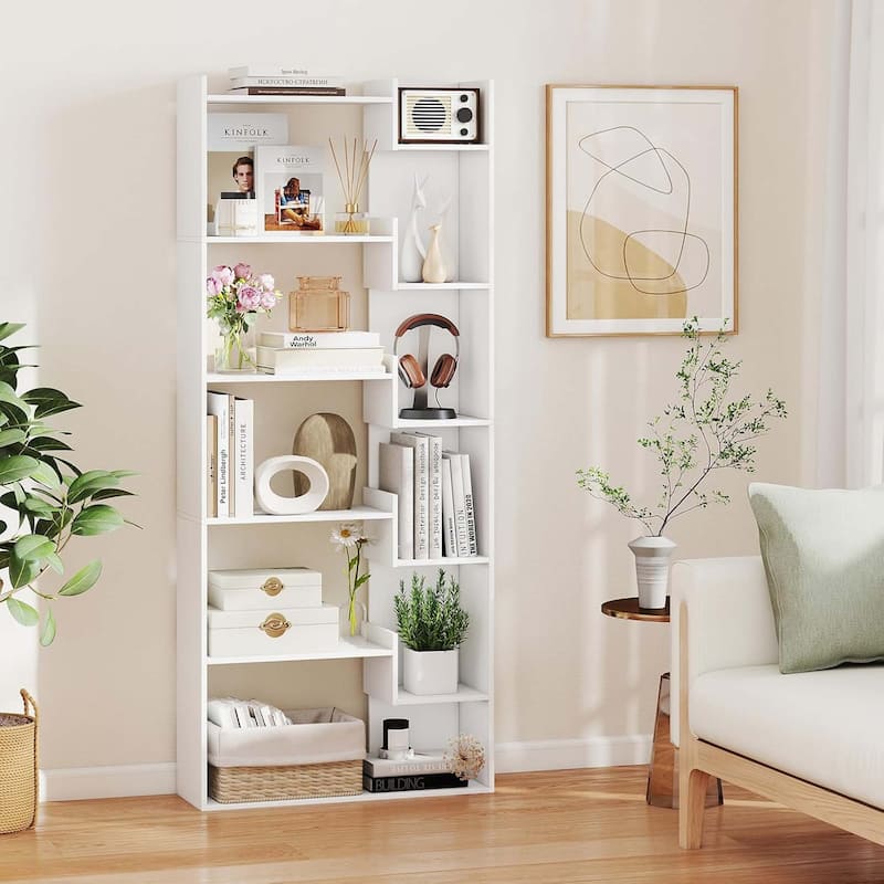 1/2PCS Display Shelf Storage Shelving Unit w/Staggered Shelves
