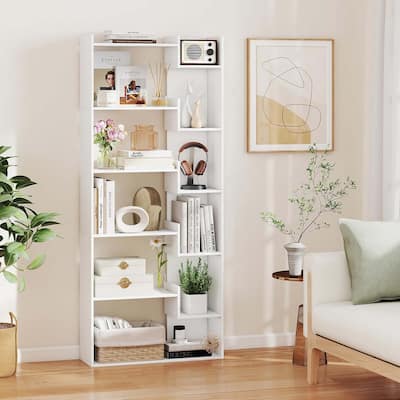 1/2PCS Display Shelf Storage Shelving Unit w/Staggered Shelves