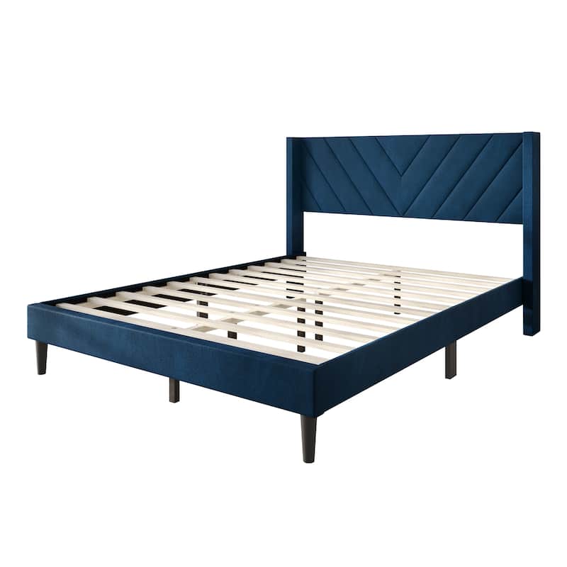 CraftPorch Sophisticated Wingback Upholstered Velvet Bed