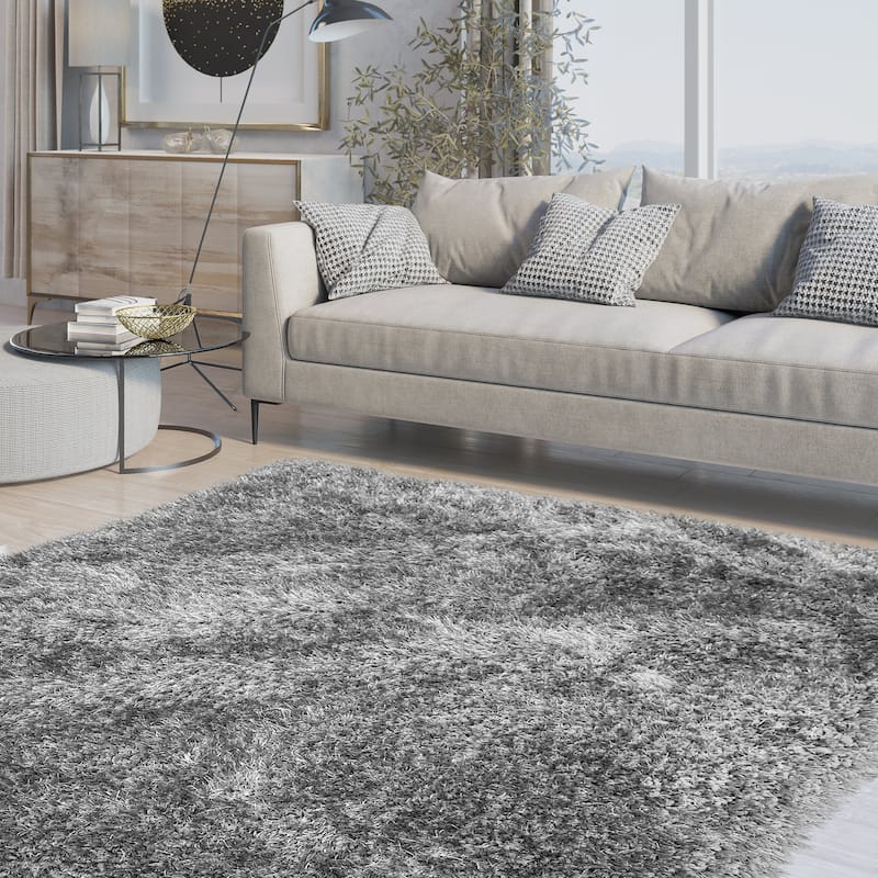 RugBerry Light Gray Shag Area Rug Shaggy Fluffy Soft Thick Pile