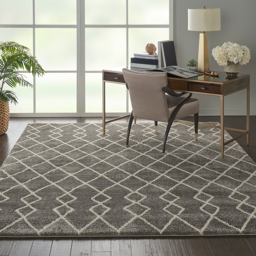 Nourison Geometric Moroccan Boho Shag Area Rug