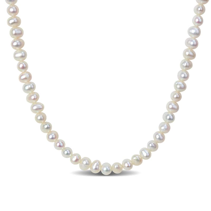 Miadora 4.5-5mm Cultured Freshwater Pearl Necklace Sterling Silver Clasp-17+2 ext