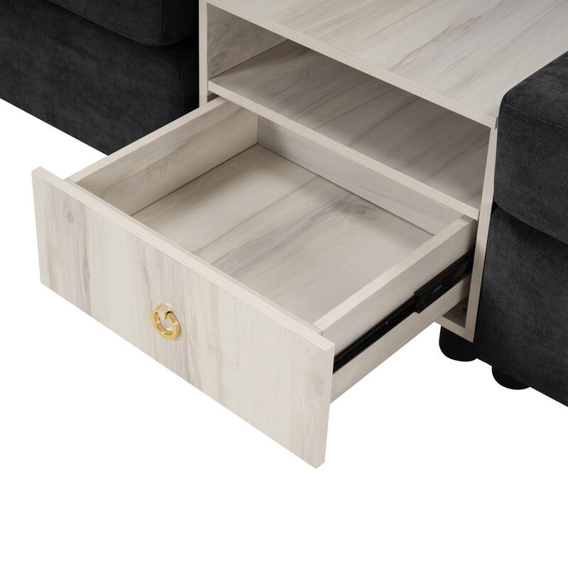 Modern Sofa Couch 63.2" Modular Sofa Upholstered Sofa Couch with Storage Armrest and Center Console for Living Room