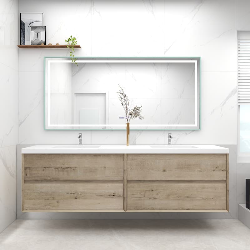 Selina 84" Wall Mounted Vanity with Double Sink - 84