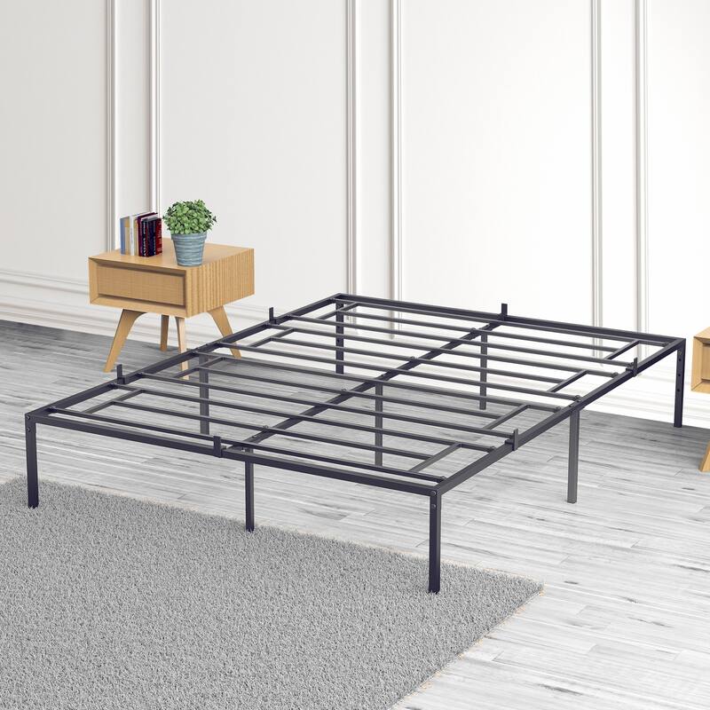 Metal Platform Bed Frame with Storage No Box Spring Steel Slat Support