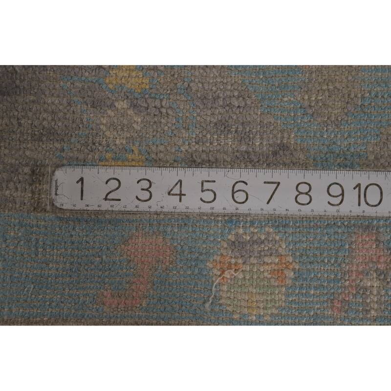 Hand Knotted Oriental 100% Wool Carpet Transitional Geometric Beige & Ivories Oushak Area Rug - 12' 4'' X 8' 11''