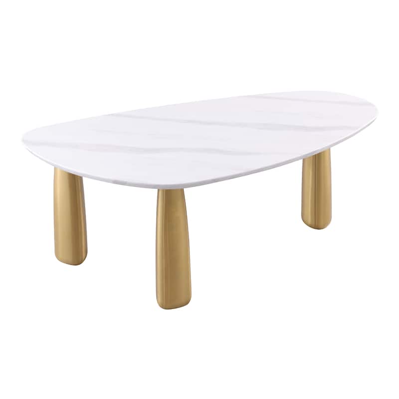 Furniture of America Luvien Modern 5-Piece White Sintered Stone Top Oval Dining Table Set