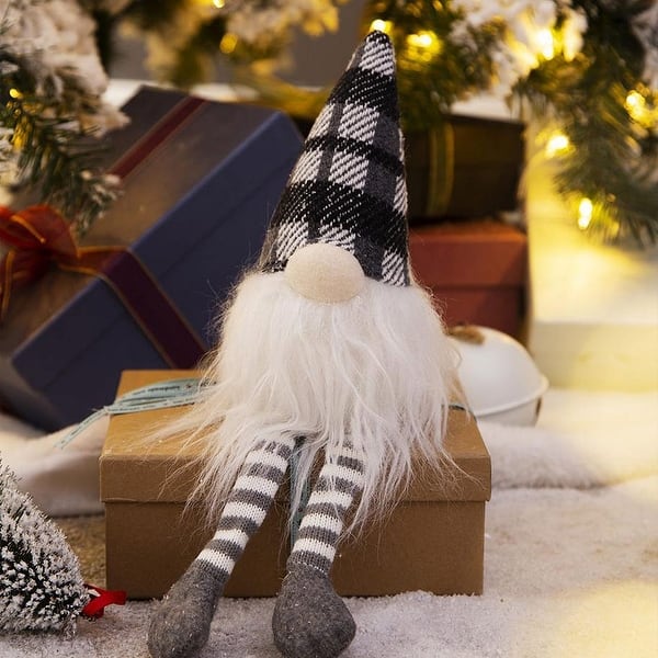Peluche Gnome De Noël Rouge Et Vert à Carreaux - Ornament 20 Cm (8 Pouces) - Neuf