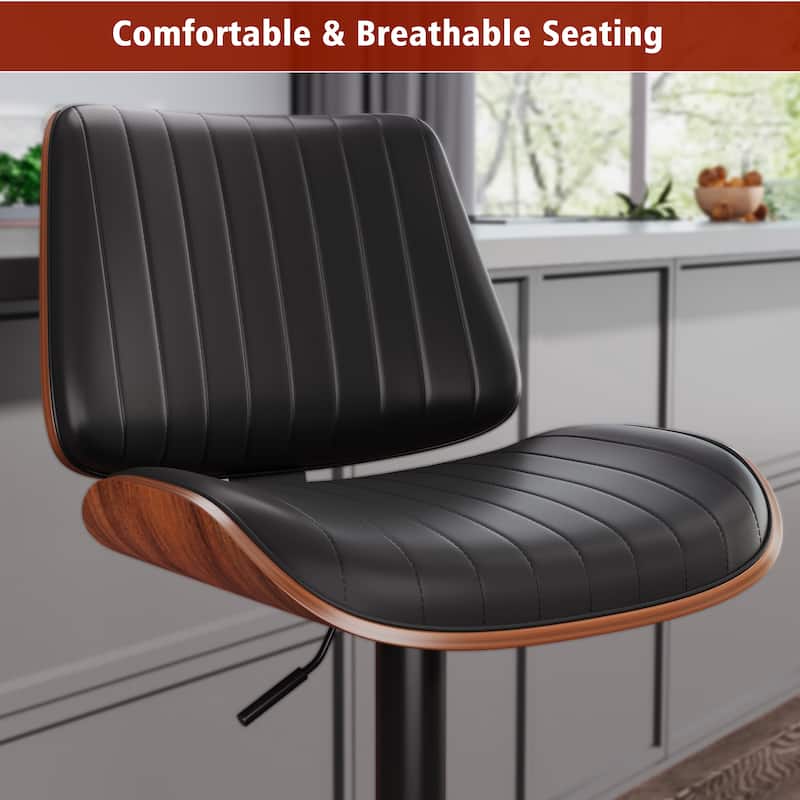 Swivel Adjustable Height Counter Stools, Bar Stools with Backs - 20" W X 18"D X 24-33" H