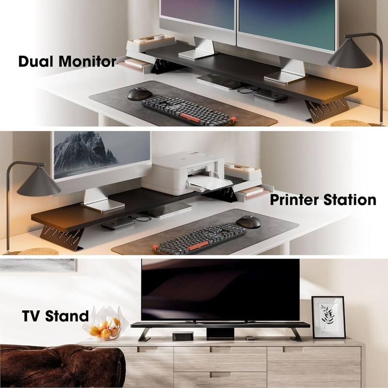 Fenge Dual Monitor Stand Riser, 31.5 inch Long Monitor Stand for Desk - 31.5 x 9.2 x 3.9 inches