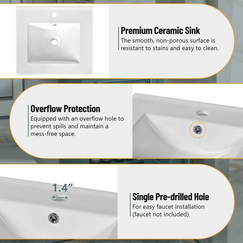 20-Inch Bathroom Vanity with Ceramic Sink