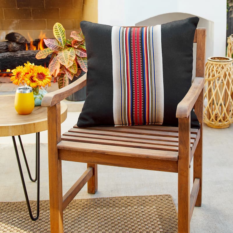 Sorra Home Sunbrella Pendleton Outdoor Knife Edge Pillow Single - 22 in H x 22 in W x 6 in D - Acadia Park Blackwoods
