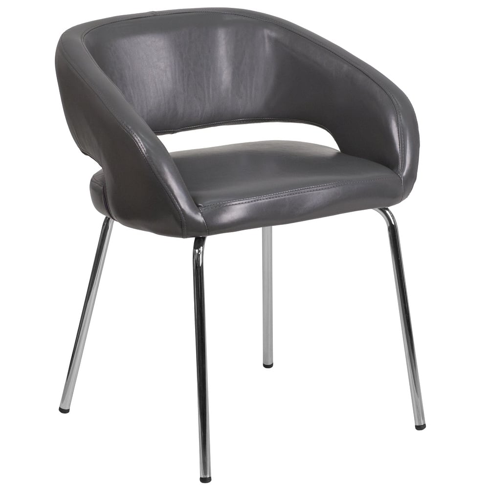 Contemporary LeatherSoft Side Reception Chair with Chrome Legs