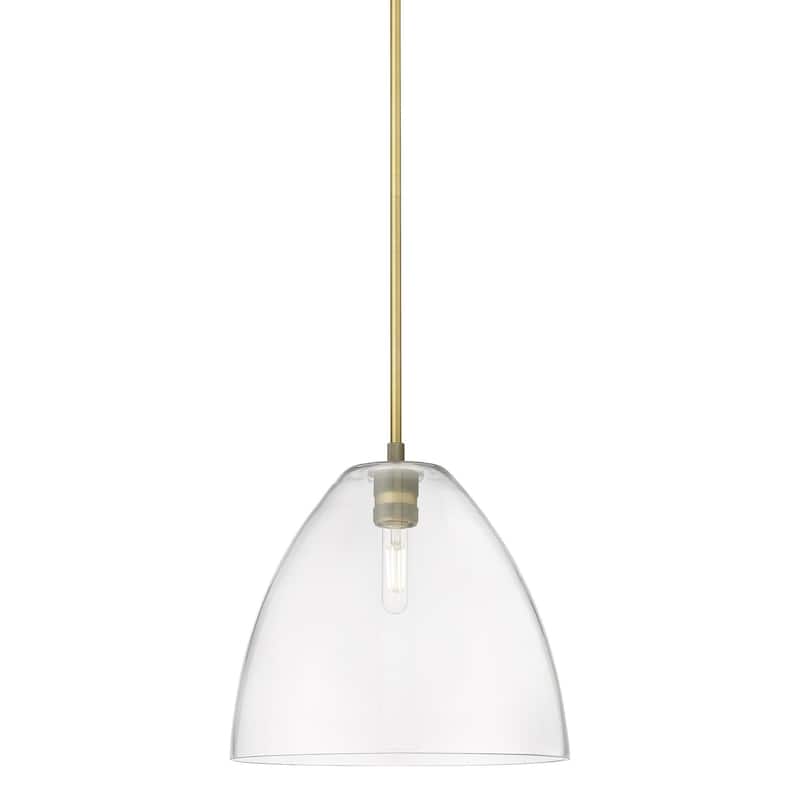Innovations Lighting 434-1S-11-12 Crown Point Pendant Dome Crown Point - Brushed Brass / Clear