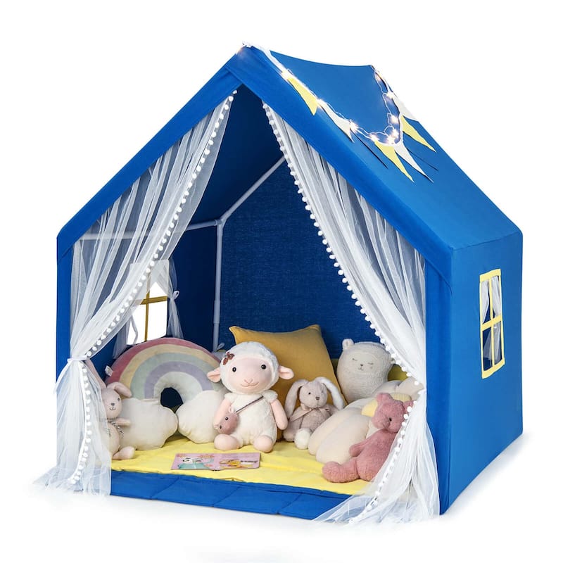 Large Play Tent Kids Toddlers Playhouse with Washable Cotton Mat