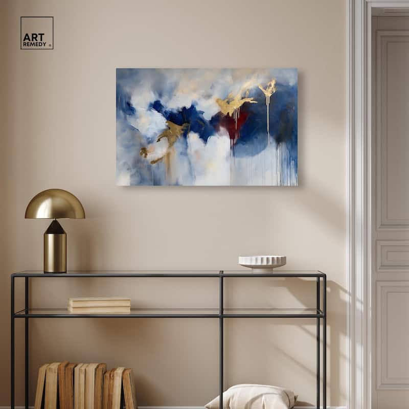 Eclipse of Gold and Blue Canvas by Art Remedy, Gallery Wrapped