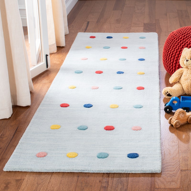 SAFAVIEH Kids Jayshree Polka Dot Wool Rug - 2'6" X 8' Runner - Grey