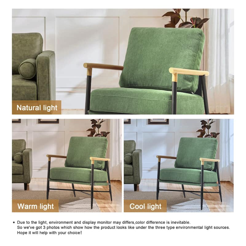 Anis 27'' W Vegan Leather/ Chenille X Base Metal Frame Accent Chair