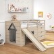 preview thumbnail 2 of 6, 3-In-1 Twin Loft Bed with Slide Ladder Drawers for Kids Teens-Beige