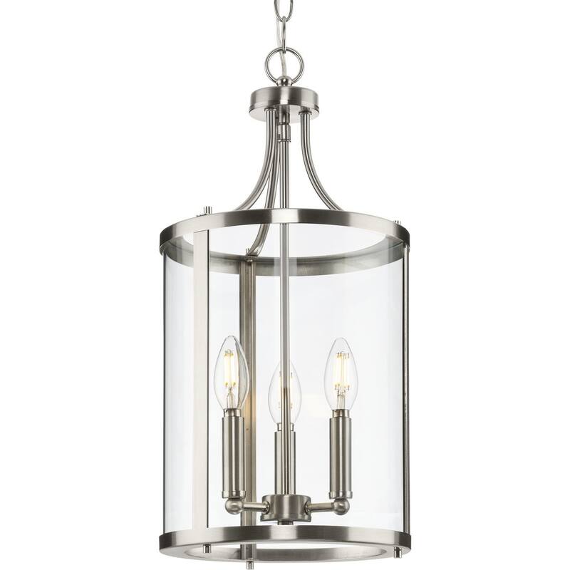 Gilliam Collection Three-Light Brushed Nickel New Traditional Hall & Foyer - 10 in x 10 in x 20.75 in - 10 in x 10 in x 20.75 in