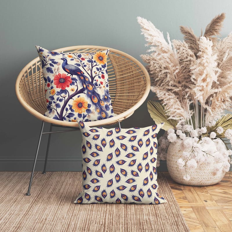 Vibrant Vista Faux Suede Reversible Throw Pillow Blue and Orange