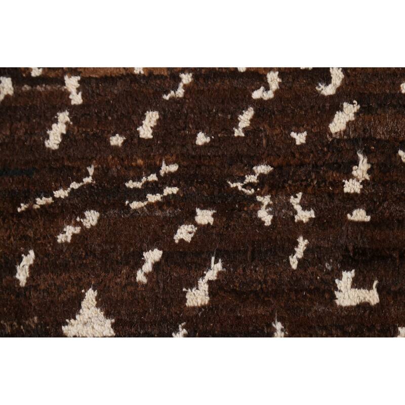Hand Knotted Oriental 100% Wool Carpet Tribal Tribal Brown Moroccan Area Rug - 8' 2'' X 5' 7''