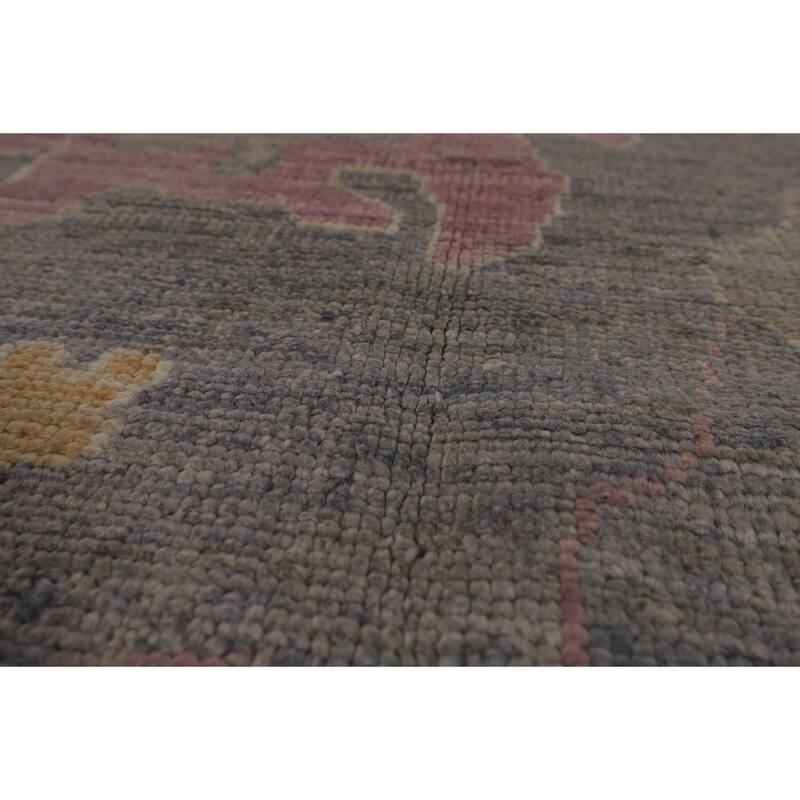 Vegetable Dye Gray Oushak Turkish Area Rug Handmade Wool Carpet - 9'3"x 12'6"