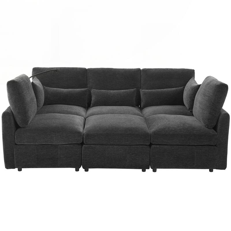 Modern Sectional Sofa Modular Sofa 85.4" U-shaped Sofa Couch Sofa Bed L-shaped Sofa with a Movable Ottoman
