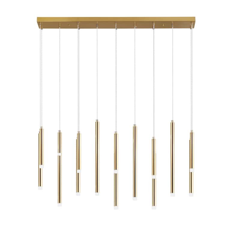 14 Light Linear LED Integrated in Black or Gold Cluster Chandelier, Luxury Kitchen Island Dining Room Pendant