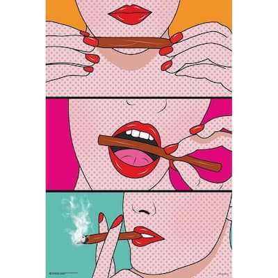 Week Comic - Three Comic Strips Woman Rolling and Smoking Blunt Art Poster - 24 x 36 Inch