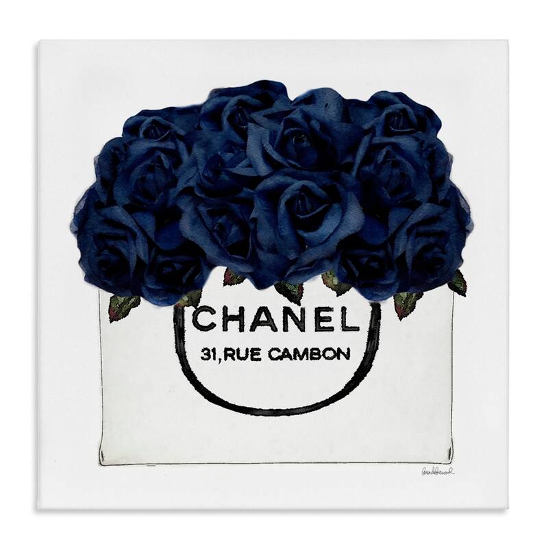 Stupell Chic Navy Blue Roses in Glam Fashion Bag Canvas Wall Art - 17 x 17