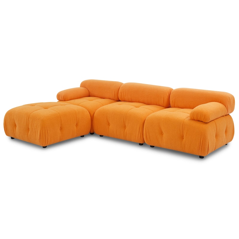 Modular Sectional Sofa, Button Tufted Designed and DIY Combination, L-Shaped Velvet Upholstered Couch with Reversible Ottoman
