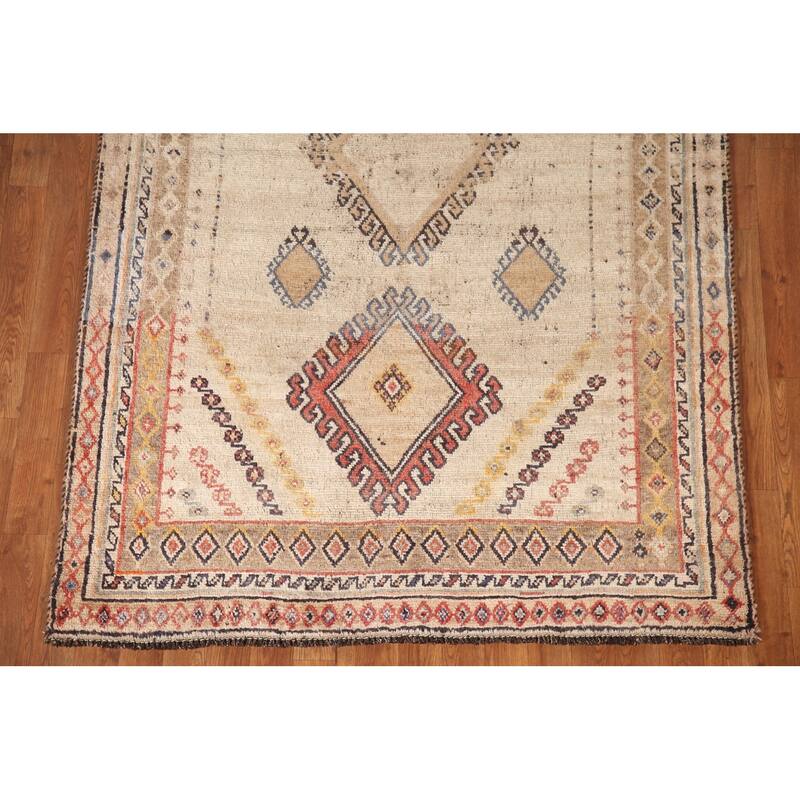 Geometric Gabbeh Persian Vintage Area Rug Hand-Knotted Wool Carpet - 4'7"x 7'3"