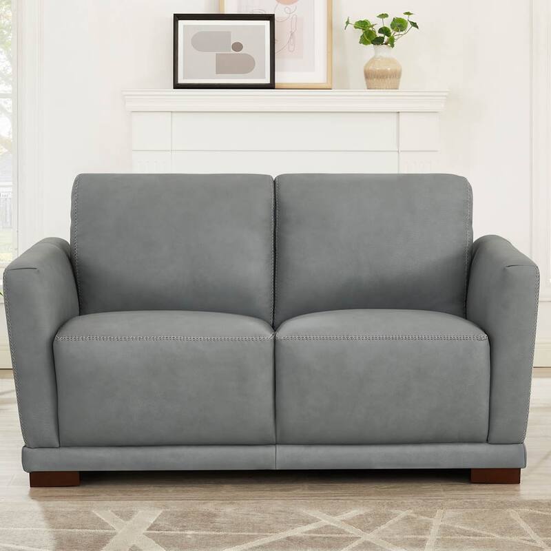 Hydeline Mary Top Grain Leather Sofa Loveseat and Chair Set with Memory Foam and Springs