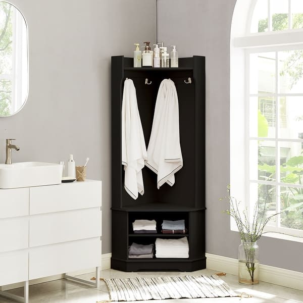Corner Hall Tree with Storage Shelves and 4 Hooks Bed Bath & Beyond