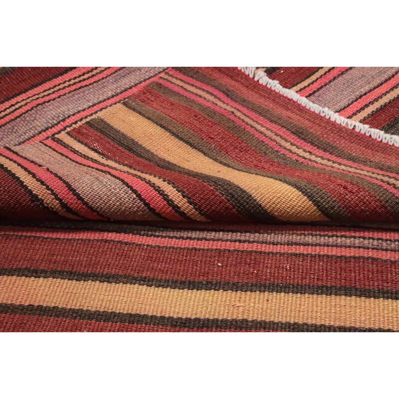 Hand Woven Oriental 100% Wool Carpet Southwestern Geometric Oranges & Rust Kilim Area Rug - 6' 8'' X 4' 9''