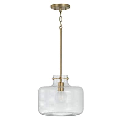 11.5" 1-Light Pendant w/ Clear Ribbed Glass