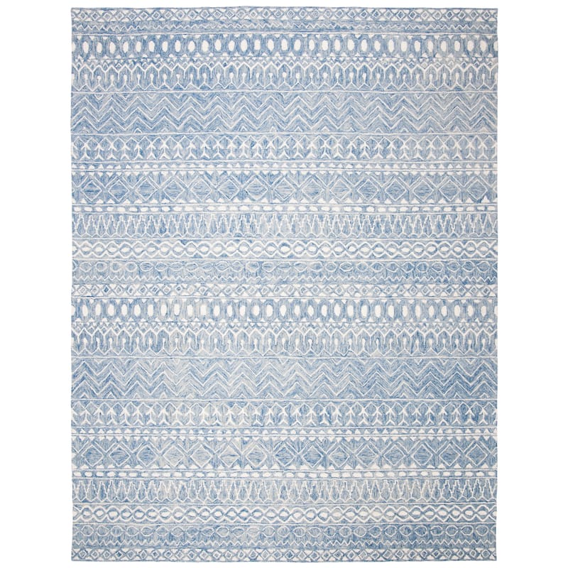 SAFAVIEH, Handmade Micro-Loop Fedosia Wool Rug - 8' x 10' - Blue/Ivory