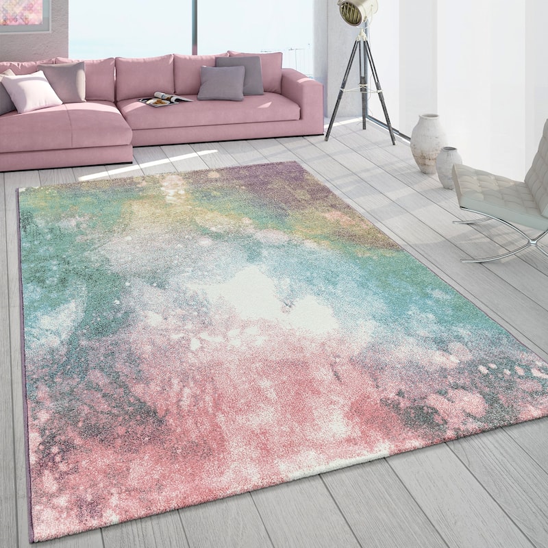 Colorful Area Rug Abstract Artful Design in Multicolor - 5'3" x 7'7"