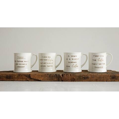 Mugs with Coffee Sayings (Set of 4 Designs/Sayings)