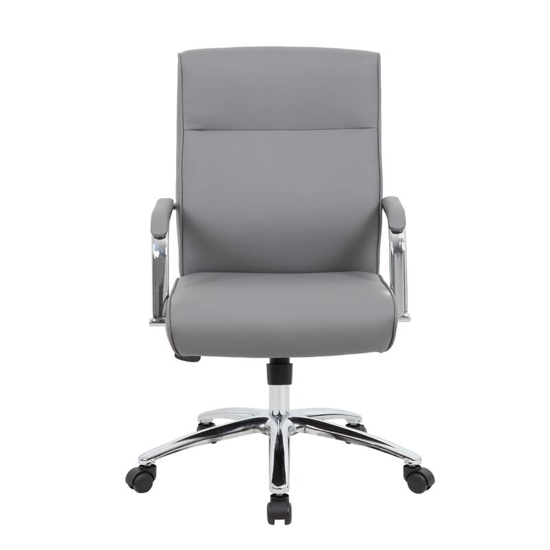Megh Rolling Executive Conference Chair, Gray Vinyl, Lumbar Support