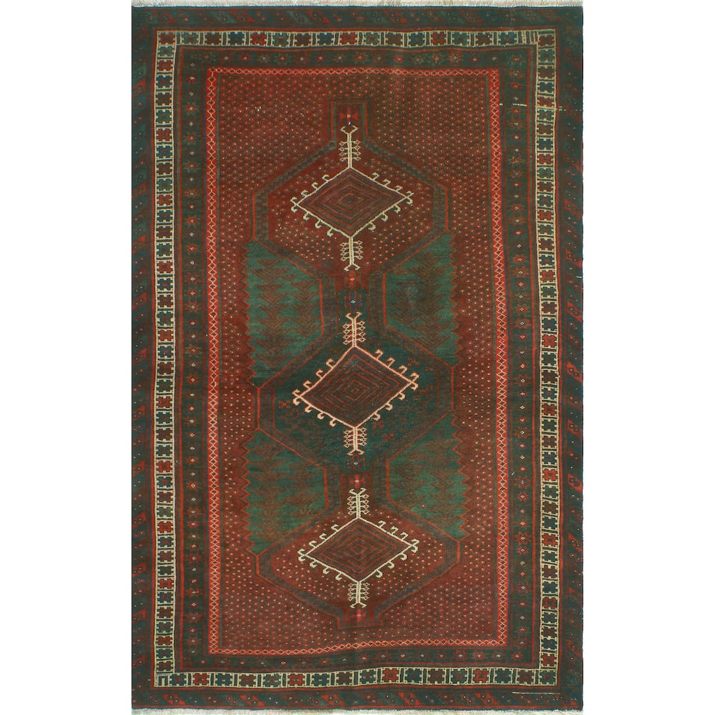 Vintage Distressed Kelsey Burgundy/Charcoal Rug - 4'4" x 6'7"