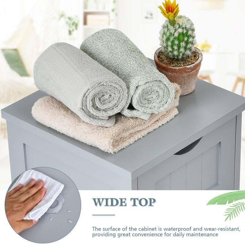 Gymax Bathroom Floor Cabinet Free Standing Storage Side Organizer W/4 - See Details